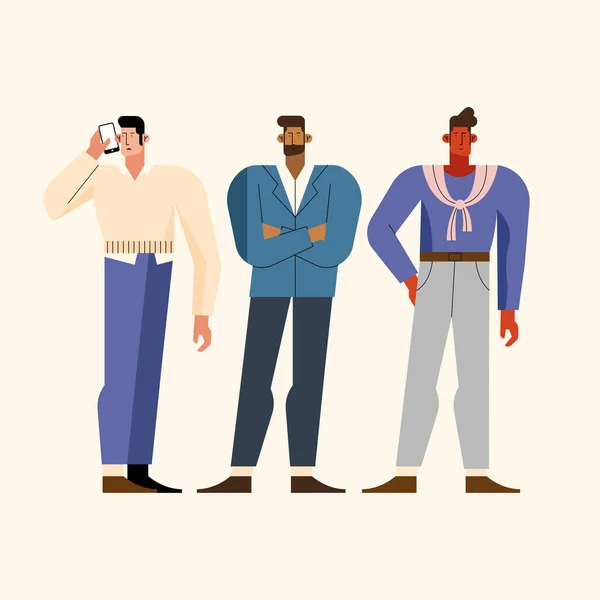 Tre personaggi uomini d'affari — Vettoriale Stock