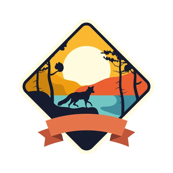 Aventure emblème renard — Image vectorielle
