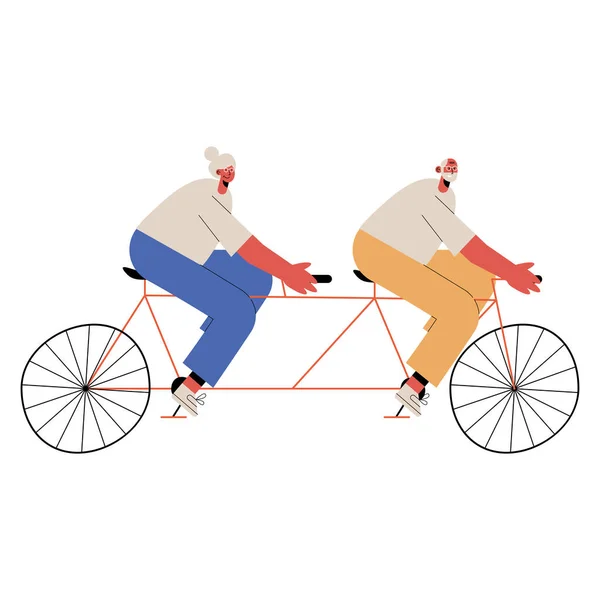 Abuelos en bicicleta — Vector de stock