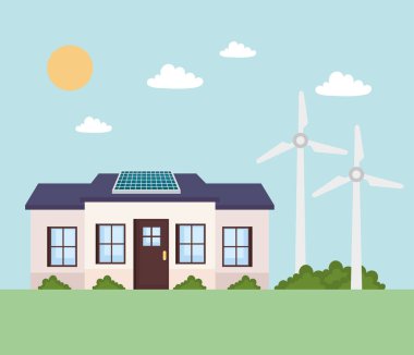 Rüzgar değirmenli güneş paneli