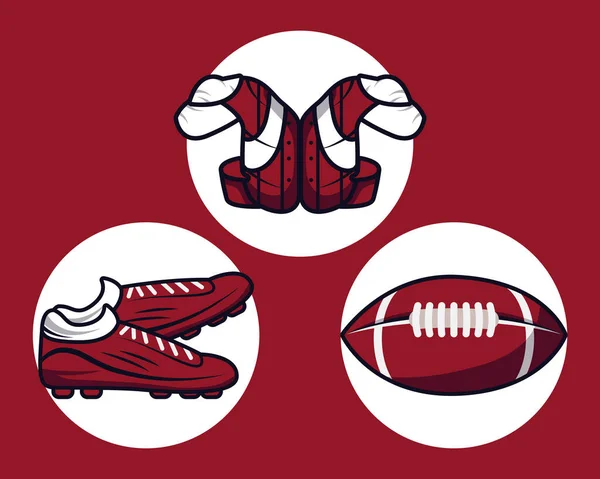 Three american football icons — Stock Vector