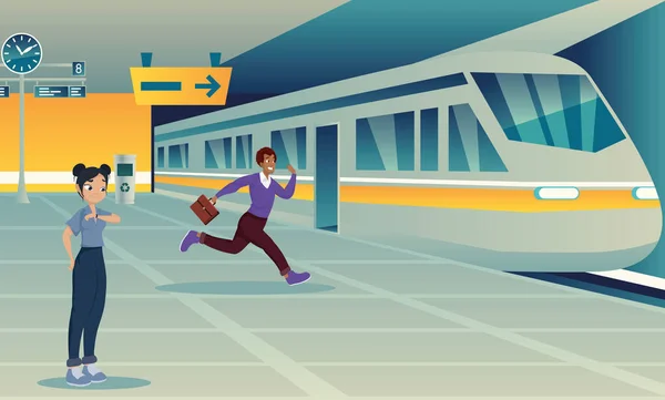 Personnes dans la station de métro — Image vectorielle