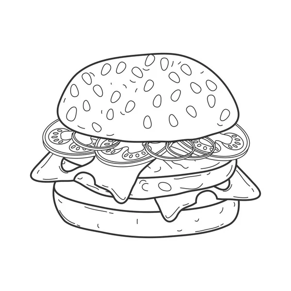 Hamburger één lijn voedsel — Stockvector