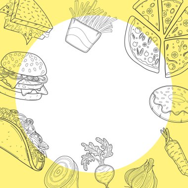 Bir sıra yiyecek çerçevesi