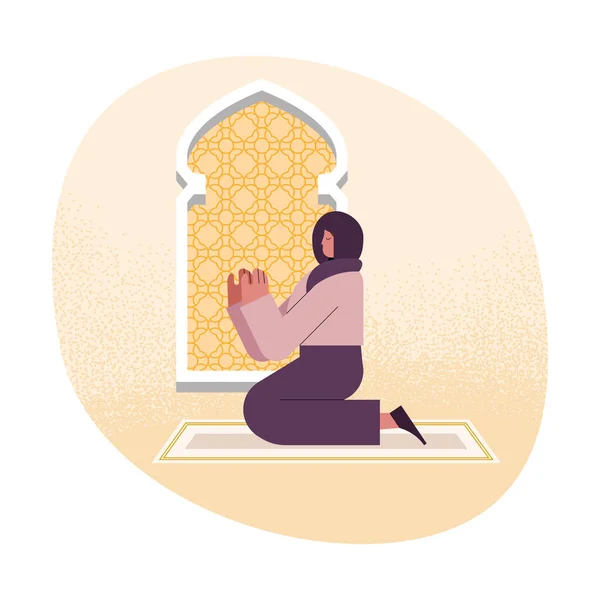 Мусульманська жінка молиться сцена — стоковий вектор
