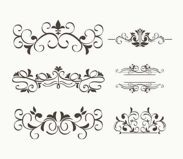 Zwarte ornamenten pictogram set — Stockvector