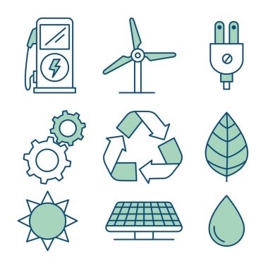 Alternatif enerji simgesi seti