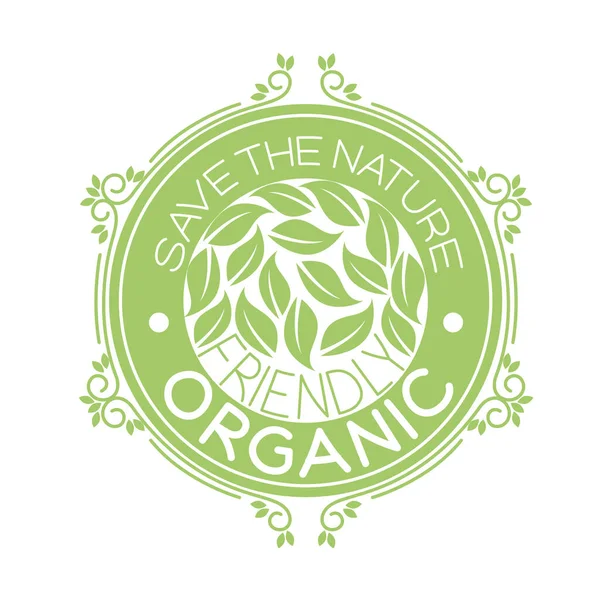 Organic salvar o rótulo de natureza —  Vetores de Stock