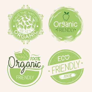 Organik doğal etiketler seti