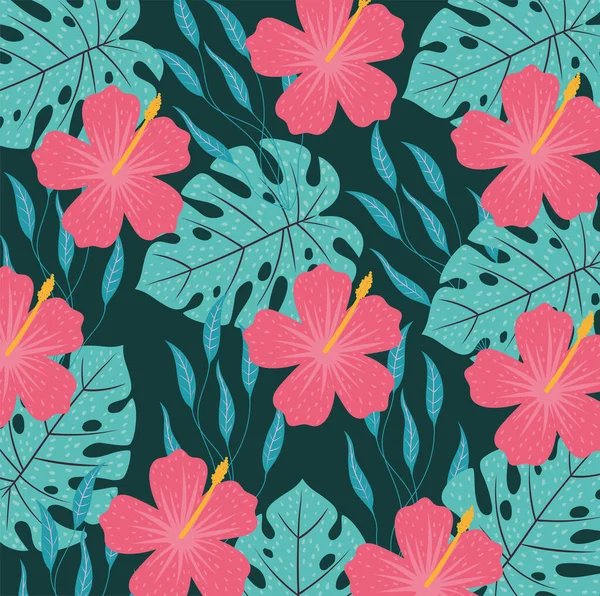 Hawaiian flowers background — Stock Vector