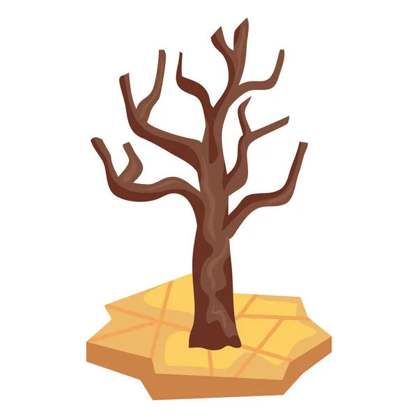 Dry tree in desertification — Stock Vector