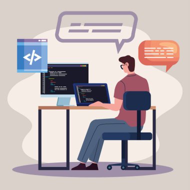 İş yerinde programcı bilgisayarlar