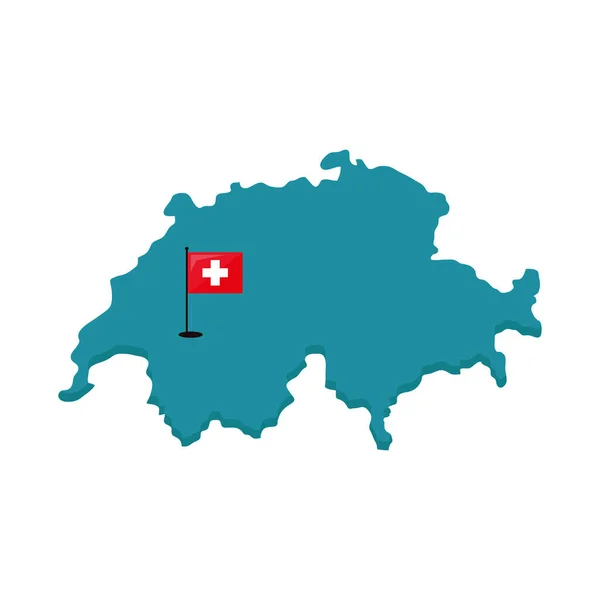 Mapa suíço com bandeira — Vetor de Stock