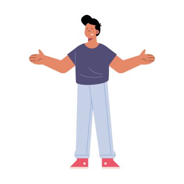 Genç adam ayakta duruyor.