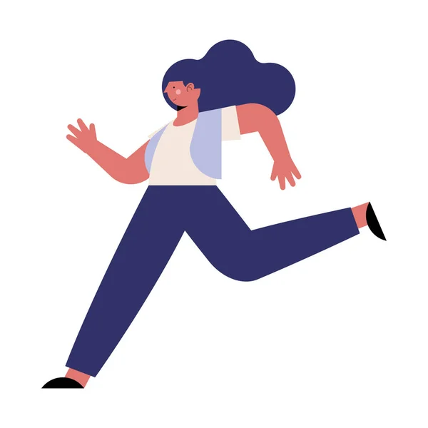 Blue hair woman running — Image vectorielle