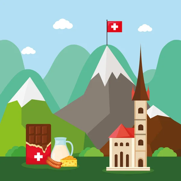 Paesaggio della Svizzera — Vettoriale Stock