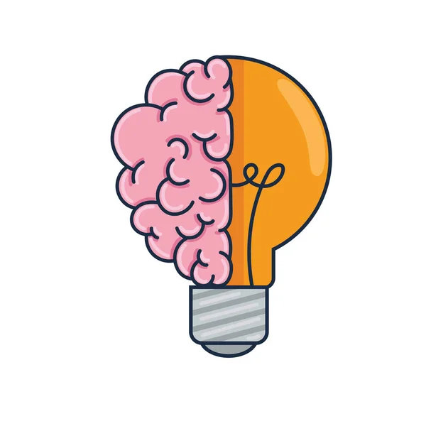 Half brain and light bulb — Stock Vector