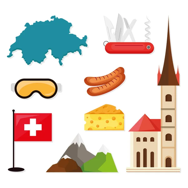 Set of icons of switzerland — ストックベクタ