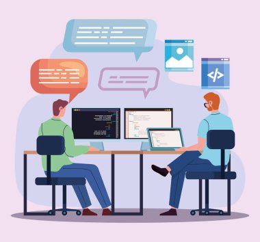 iş yerinde takım programcıları bilgisayarları