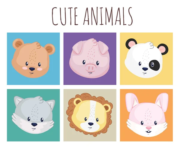 Collection of icons with animals — ストックベクタ