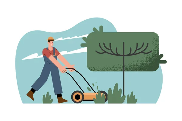 Male gardener using pruner — Image vectorielle
