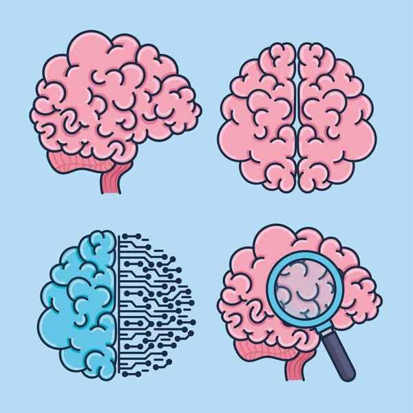Hersenen menselijke pictogrammen — Stockvector