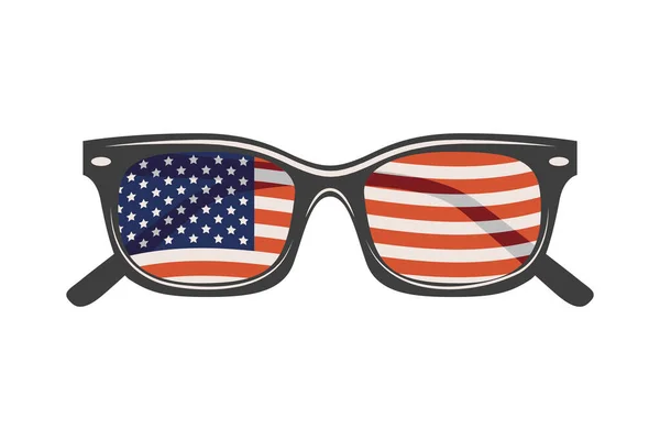 Brillenglazen met Amerikaanse vlag — Stockvector