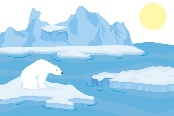Білий ведмідь у сніжному пейзажі — стоковий вектор