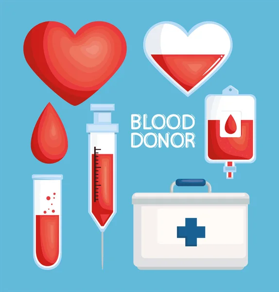 Blood donor lettering icons — Stock Vector