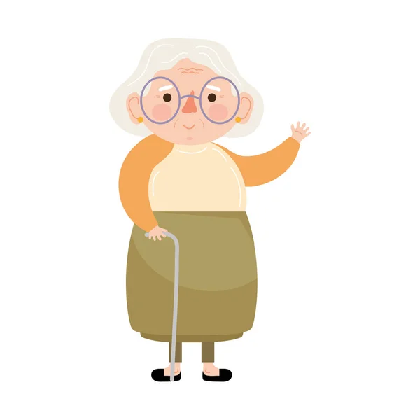 Grandmother with cane — Stock Vector