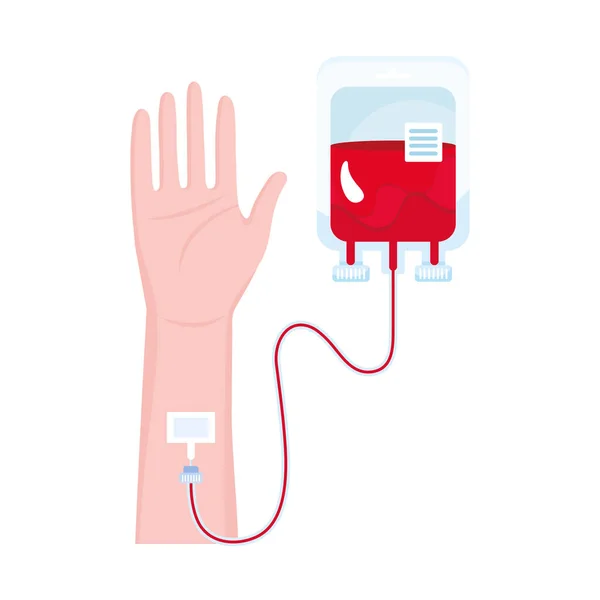 Main avec sac de sang — Image vectorielle