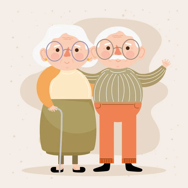 Old grandparents couple — Stock Vector