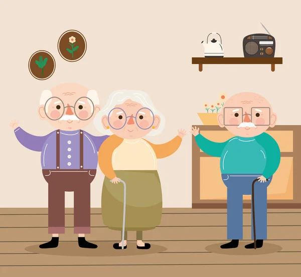 Old persons in house — Stock Vector