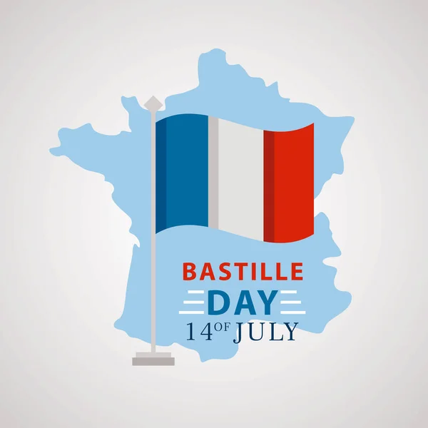 Fransa Bastille Kartı — Stok Vektör
