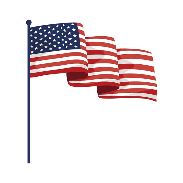 Usa bandera en poste — Vector de stock