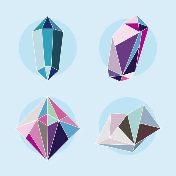 Cuatro gemas de cristal — Vector de stock