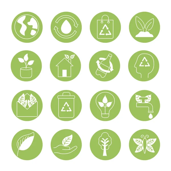 Dezesseis ícones orgânicos — Vetor de Stock