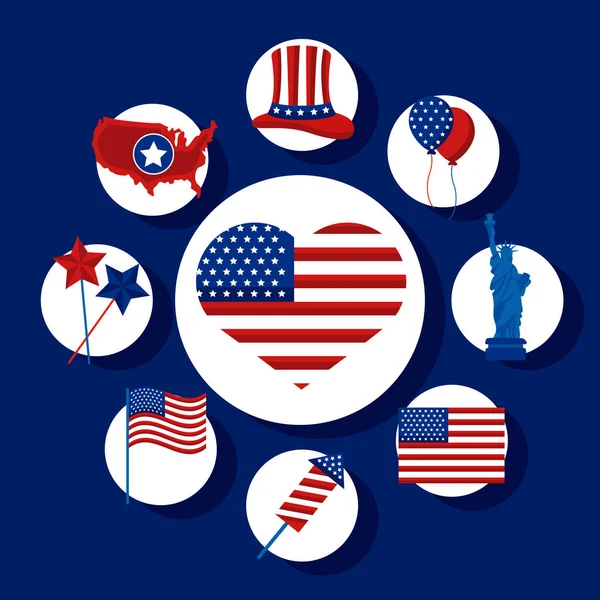 Иконы независимости США — стоковый вектор