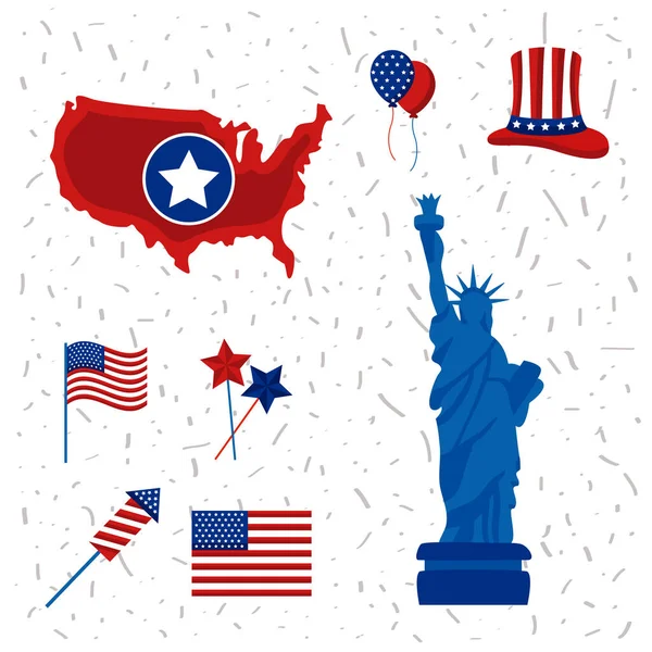 Eight usa independence icons — Stock Vector