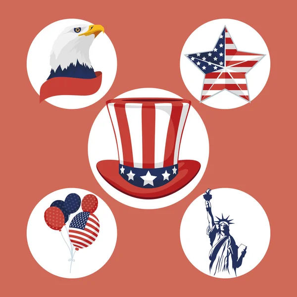 Πέντε στοιχεία ανεξαρτησίας των ΗΠΑ — Διανυσματικό Αρχείο