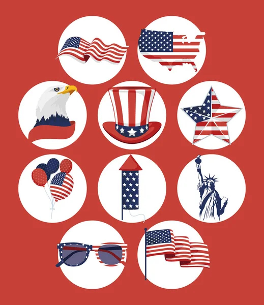 Ten USA Independence items — Stock Vector
