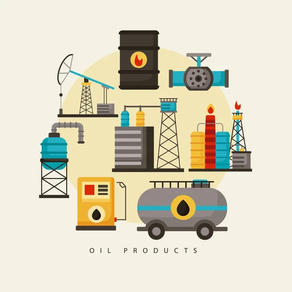 Ocho iconos de la industria petrolera — Vector de stock