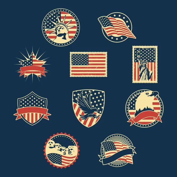 Set badge Usa — Vettoriale Stock