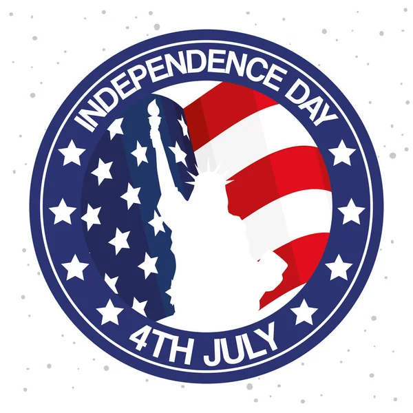 Statue de la liberté du jour de l'indépendance à l'intérieur du sceau — Image vectorielle