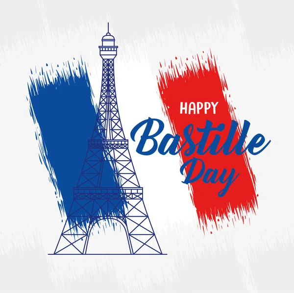 Bastille dag eiffeltoren — Stockvector