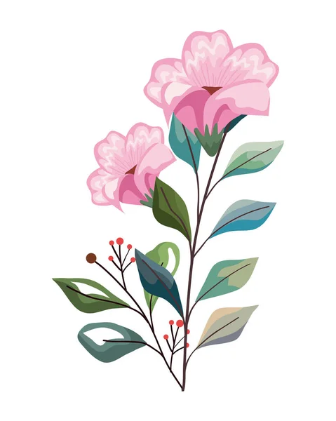 葉を持つピンクの花 — ストックベクタ