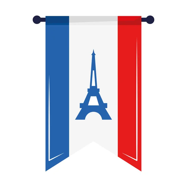 Tour Eiffel Paris à l'intérieur du drapeau — Image vectorielle