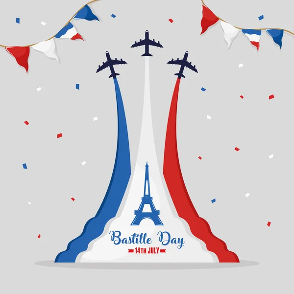 Happy bastille day airplanes — Stock Vector