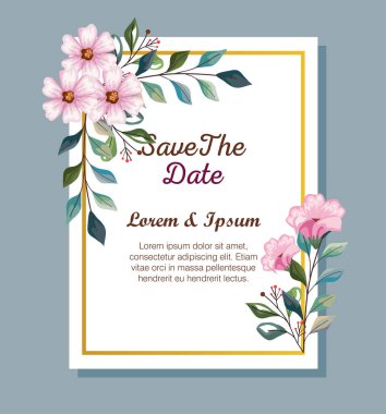 Üzerinde pembe çiçekler ve yapraklar olan kart.