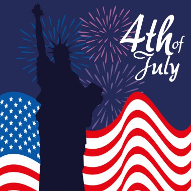 Özgürlük heykeli ve bayrağıyla 4 Temmuz